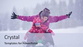  Presentation with mom and newborn - Presentation design consisting of cute little girl have fun background and a light blue colored foreground