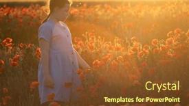  Presentation with poppy - Presentation theme having cute-little-girl-having-fun background and a tawny brown colored foreground