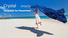  Presentation with water ocean - Beautiful presentation theme featuring cute-little-girl-having-fun backdrop and a teal colored foreground