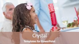  Presentation with christmas dinner - Audience pleasing theme consisting of cute little girl holding crackers backdrop and a coral colored foreground