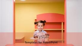  Presentation with cafeteria - PPT theme having cute-little-girl-holding-glass background and a coral colored foreground
