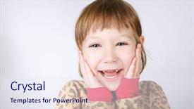  Presentation with holding hands - PPT theme consisting of cute little girl holding hands background and a  colored foreground