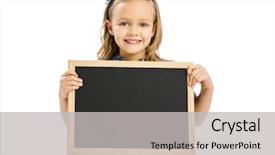  Presentation with chalkboard - Cool new slides with cute little girl holding backdrop and a light gray colored foreground