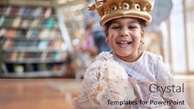  Presentation with family photo - PPT layouts having cute-little-girl-holds background and a coral colored foreground