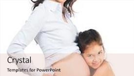  Presentation with pregnant mom - Presentation theme having girl hugging belly pregnant mom background and a lemonade colored foreground