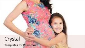  Presentation with pregnant mom - PPT theme with cute little girl hugging belly pregnant mom background and a lemonade colored foreground