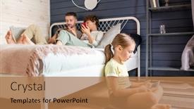  Presentation with discussing parents - Beautiful theme featuring cute-little-girl-in-casualwear backdrop and a coral colored foreground