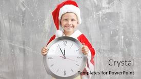  Presentation with clock countdown - Audience pleasing slide set consisting of cute little girl in santa claus suit with clock on grunge background christmas countdown concept backdrop and a light gray colored foreground