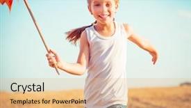  Presentation with windmill - Theme enhanced with cute little girl in summer day holds windmill in hand background and a lemonade colored foreground