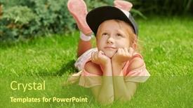  Presentation with happy holidays - Presentation theme enhanced with cute-little-girl-in-summer background and a tawny brown colored foreground