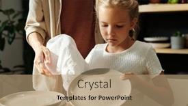  Presentation with clean house - PPT theme having cute-little-girl-in-white background and a coral colored foreground