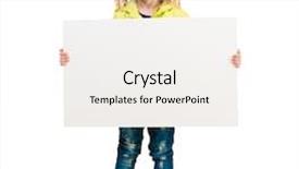  Presentation with white sheet - Audience pleasing PPT layouts consisting of cute little girl in yellow coat with blank sheet in hands isolated on white background backdrop and a white colored foreground