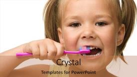  Presentation with teeth - Colorful slide set enhanced with cute little girl is cleaning backdrop and a coral colored foreground