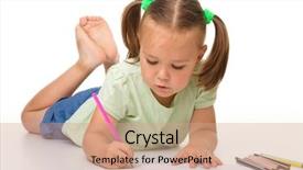  Presentation with floor - Slides having cute little girl is drawing background and a coral colored foreground
