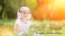  Presentation with green beauty - Cool new slide deck with cute-little-girl-is-listening backdrop and a yellow colored foreground