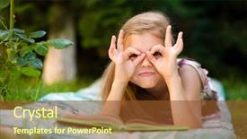  Presentation with binocular - Colorful presentation enhanced with education aviation - cute little girl is reading backdrop and a tawny brown colored foreground