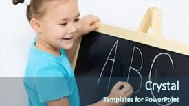  Presentation with blackboard in an abandoned school - Amazing slides having cute little girl is writing backdrop and a ocean colored foreground