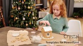  Presentation with gingerbread house - Beautiful slides featuring cute-little-girl-keeping-hand backdrop and a coral colored foreground