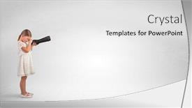  Presentation with cute - Colorful slide set enhanced with cute little girl looking through spyglass to an empty space backdrop and a white colored foreground