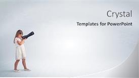  Presentation with cute - Audience pleasing presentation design consisting of cute little girl looking through spyglass to an empty space backdrop and a white colored foreground