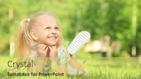  Presentation with grass - Audience pleasing presentation design consisting of cute-little-girl-lying and a yellow colored foreground