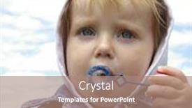  Presentation with making soap - Audience pleasing presentation consisting of cute little girl making soap bubbles blue sky on the background backdrop and a coral colored foreground