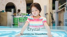  Presentation with ethnicity - Colorful presentation theme enhanced with cute-little-girl-of-asian backdrop and a sky blue colored foreground