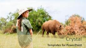  Presentation with safari - Presentation theme having cute-little-girl-on-walking background and a yellow colored foreground