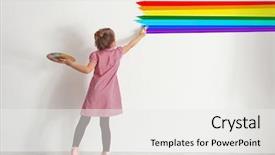  Presentation with rainbow - Beautiful PPT layouts featuring cute little girl painting rainbow backdrop and a white colored foreground