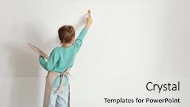  Presentation with painting - Presentation theme consisting of cute little girl painting background and a white colored foreground