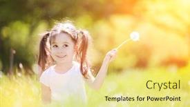  Presentation with spring nature grass - Presentation design enhanced with cute-little-girl-play background and a blonde colored foreground
