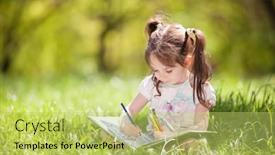  Presentation with green beauty - Theme consisting of cute-little-girl-playing-drawing background and a yellow colored foreground