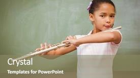  Presentation with flute - Theme consisting of cute little girl playing flute background and a coral colored foreground