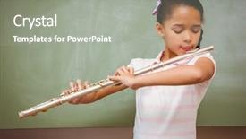  Presentation with flute - Slides having cute little girl playing background and a gray colored foreground