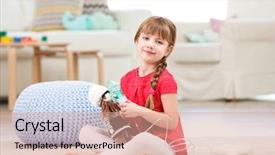  Presentation with nebulizer - PPT theme with cute little girl playing background and a coral colored foreground