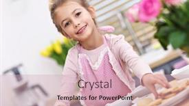  Presentation with cookies - Audience pleasing presentation consisting of cute little girl preparing cookies in the kitchen backdrop and a lemonade colored foreground