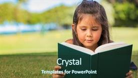  Presentation with children reading - Slide deck having railway - young businessman on railroad station background and a coral colored foreground