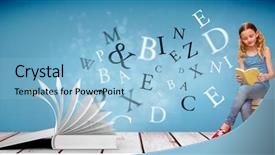  Presentation with flip book - Theme enhanced with cute little girl reading book background and a light blue colored foreground