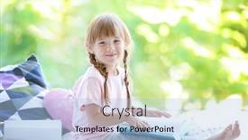  Presentation with girl reading - Audience pleasing theme consisting of cute-little-girl-reading-book backdrop and a light blue colored foreground