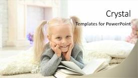  Presentation with children reading - Amazing theme having cute little girl reading book backdrop and a  colored foreground
