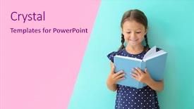  Presentation with girl reading - Theme with cute little girl reading book background and a lemonade colored foreground