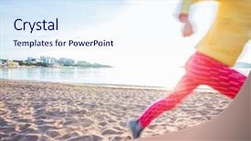  Presentation with running - Beautiful presentation theme featuring cute little girl running along backdrop and a  colored foreground