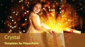  Presentation with sparkle - PPT theme featuring cute-little-girl-sits background and a tawny brown colored foreground