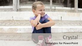  Presentation with stone - Amazing PPT theme having cute-little-girl-sitting backdrop and a light gray colored foreground