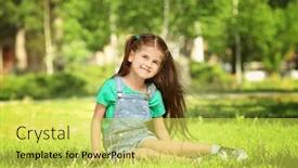  Presentation with grass - Slide set enhanced with cute-little-girl-sitting and a yellow colored foreground
