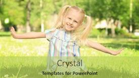  Presentation with grass - Presentation theme consisting of cute-little-girl-sitting and a yellow colored foreground