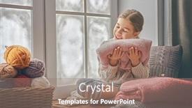  Presentation with knitted clothes - Slides featuring home care - cute little girl sitting background and a coral colored foreground