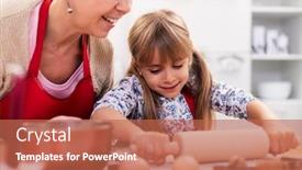  Presentation with cookie - Slide deck enhanced with cute-little-girl-stretching background and a coral colored foreground