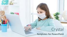  Presentation with home - Presentation theme having cute-little-girl-studying background and a sky blue colored foreground