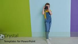  Presentation with old film - PPT layouts enhanced with cute-little-girl-taking-picture background and a gold colored foreground